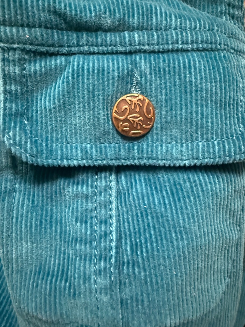 Denim & Co. Teal Corduroy Button Front Vest XL - Picture 5 of 8